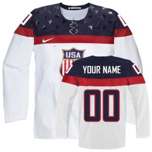 Mænd NHL Olympic Premier Hvid Tilpasset  Team USA Trøje Hjemme 2014