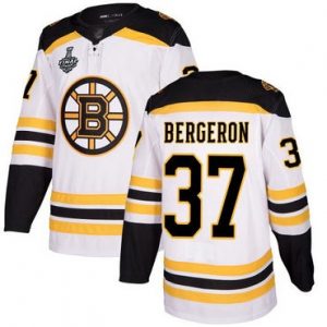 Mænd Boston Bruins 37 Patrice Bergeron Hvid Road 2019 Stanley Cup ishockey Trøjer