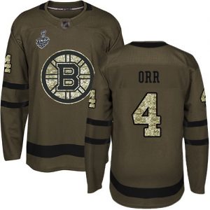 Mænd Boston Bruins 4 Bobby Orr Grøn Salute Service 2019 Stanley Cup ishockey Trøjer