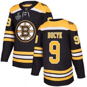 Mænd Boston Bruins 9 Johnny Bucyk Sort Hjemme 2019 Stanley Cup ishockey Trøjer Final