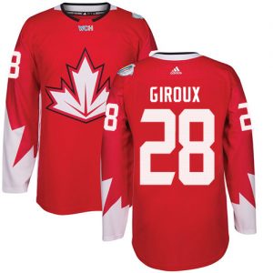 Adidas Team Canada Trøje 28 Claude Giroux Authentic Rød Udebane 2016 World Cup ishockey Trøjer