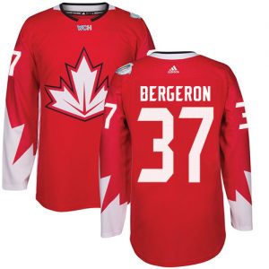 Adidas Team Canada Trøje Patrice Bergeron 37 Authentic Rød Udebane 2016 World Cup ishockey Trøjer