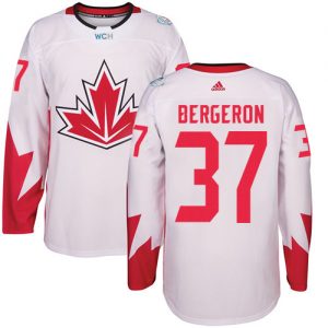 Adidas Team Canada Trøje Patrice Bergeron 37 Authentic Hvid Hjemme 2016 World Cup ishockey Trøjer