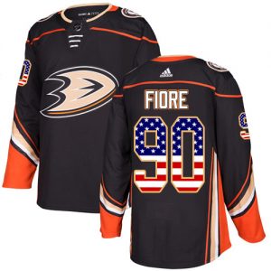 Mænd NHL Anaheim Ducks Trøje Giovanni Fiore 90 Sort USA Flag Fashion