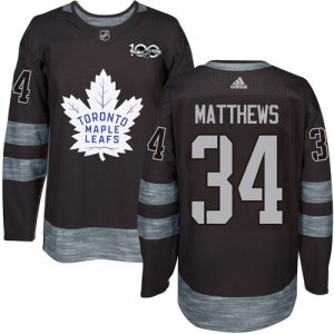 Mænd NHL Toronto Maple Leafs Trøje 34 Auston Matthews Authentic Sort Adidas 1917 2017 100th Anniversary
