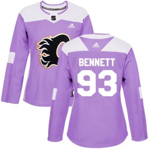 Dame NHL Calgary Flames Trøje 93 Sam Bennett Authentic Lilla Adidas Fights Cancer Practice