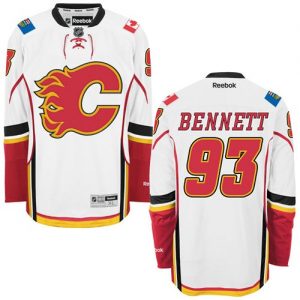 Dame NHL Calgary Flames Trøje 93 Sam Bennett Authentic Hvid Reebok Udebane ishockey Trøjer
