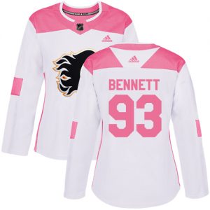 Dame NHL Calgary Flames Trøje 93 Sam Bennett Authentic Hvid Lyserød Adidas Fashion