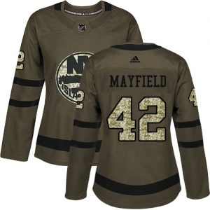 Dame NHL New York Islanders Trøje 42 Scott Mayfield Authentic Grøn Adidas Salute to Service