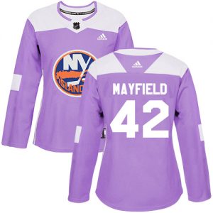 Dame NHL New York Islanders Trøje 42 Scott Mayfield Authentic Lilla Adidas Fights Cancer Practice