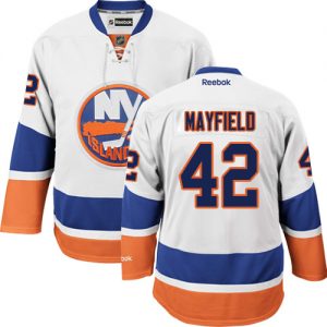 Dame NHL New York Islanders Trøje 42 Scott Mayfield Authentic Hvid Reebok Udebane ishockey Trøjer