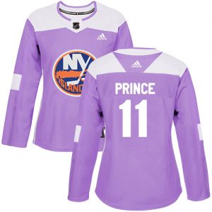 Dame NHL New York Islanders Trøje 11 Shane Prince Authentic Lilla Adidas Fights Cancer Practice