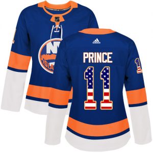 Dame NHL New York Islanders Trøje 11 Shane Prince Authentic Kongeblå Adidas USA Flag Fashion