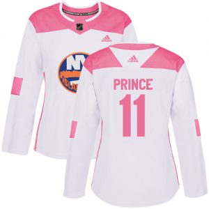 Dame NHL New York Islanders Trøje 11 Shane Prince Authentic Hvid Lyserød Adidas Fashion