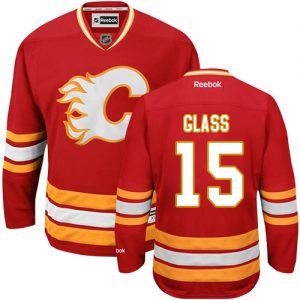 Dame NHL Calgary Flames Trøje 15 Tanner Glass Authentic Rød Reebok Tredje ishockey Trøjer