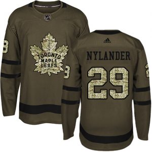 Mænd NHL Toronto Maple Leafs Trøje 29 William Nylander Authentic Grøn Adidas Salute to Service