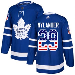 Mænd NHL Toronto Maple Leafs Trøje 29 William Nylander Authentic Kongeblå Adidas USA Flag Fashion